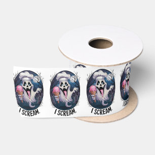 Lustiges "I Scream" Gespenster-Koch-Halloween-Sati Satinband