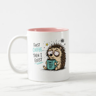 Lustiges Igel-Kaffee-Liebhaber-Design Zweifarbige Tasse