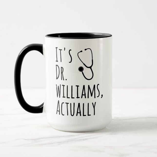 Lustiges individuelles Geschenk mit Arztnamen – Es Tasse (Links)