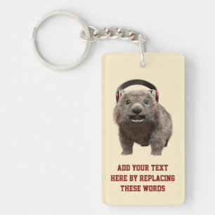 Lustiges individuelles Wombat mit Kopfhörern Coole Schlüsselanhänger