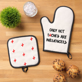 Lustiges Influencer-Zitat-Geschenk für die Innenei Ofenhandschuh & Topflappen-Set