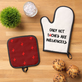 Lustiges Influencer-Zitat-Geschenk für die Innenei Ofenhandschuh & Topflappen-Set