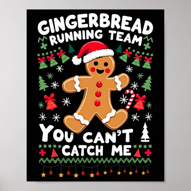 Lustiges Ingwerbrot-Laufteam Hässlicher Weihnachts Poster (Vorne)