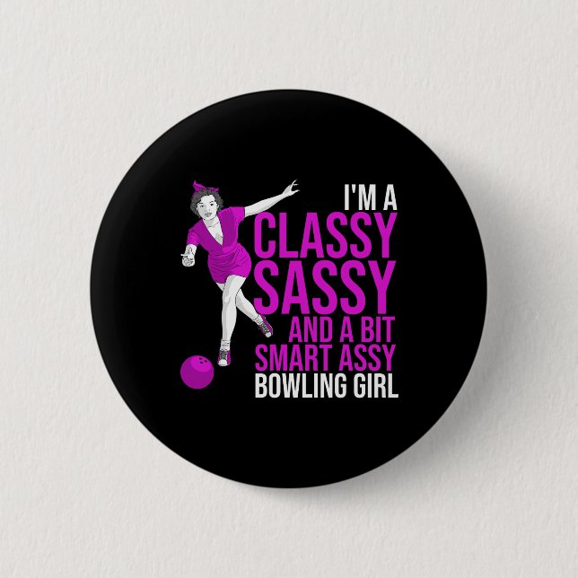 Lustiges intelligentes Bowling-Mädchen-Geschenk fü Button (Vorderseite)