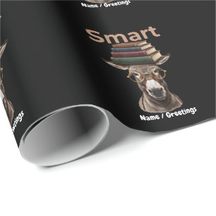 Lustiges intelligentes Esel-Bookworm-Retro-Brillen Geschenkpapier