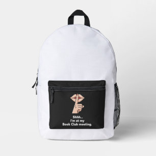 Lustiges Introvertierten-Buchclub-"Shhh"-T-Shirt f Bedruckter Rucksack