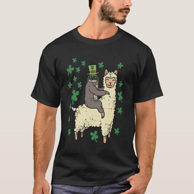 Lustiges Irisches Faultier Llama-Shirt St. Patrick T-Shirt (Vorderseite)
