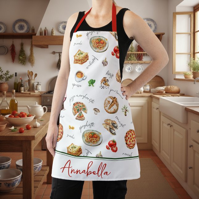 Lustiges italienisches Essenliebhaber-Küchenskript Schürze (Von Creator hochgeladen)