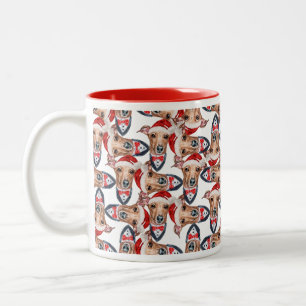 Lustiges Italienisches Windhund-Weihnachtsmuster Zweifarbige Tasse
