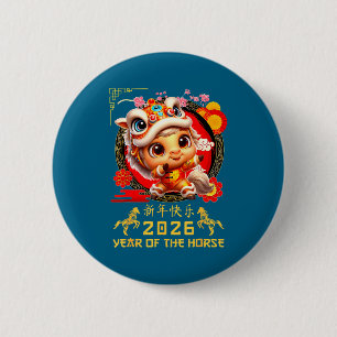 Lustiges Jahr Pferd 2026 Lunar Neujahr Button