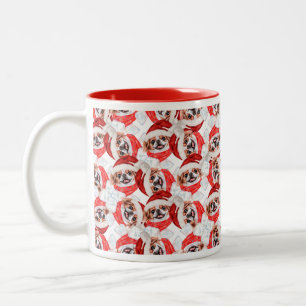 Lustiges Japan-Chin-Weihnachtsmuster Zweifarbige Tasse