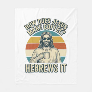 Lustiges Jesus Kaffee Vintage Gravur Shirt Design_ Fleecedecke