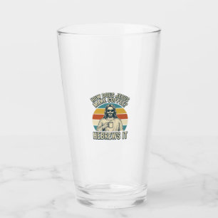 Lustiges Jesus Kaffee Vintage Gravur Shirt Design_ Glas