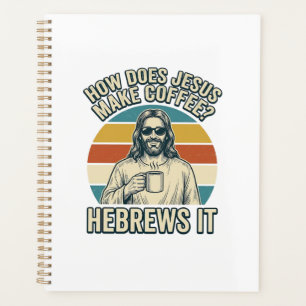 Lustiges Jesus Kaffee Vintage Gravur Shirt Design_ Planer