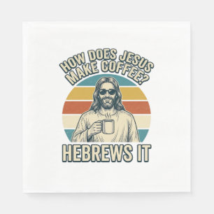 Lustiges Jesus Kaffee Vintage Gravur Shirt Design_ Serviette