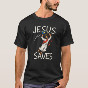 Lustiges Jesus rettet Volleyball Christliches Witz T-Shirt