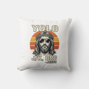 Lustiges Jesus Vintage-Sonnenuntergang-Gravur-Zita Kissen