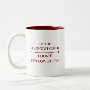 LUSTIGES JÜNGSTES KIND COOLE ZITATE INDIVIDUELLER ZWEIFARBIGE TASSE