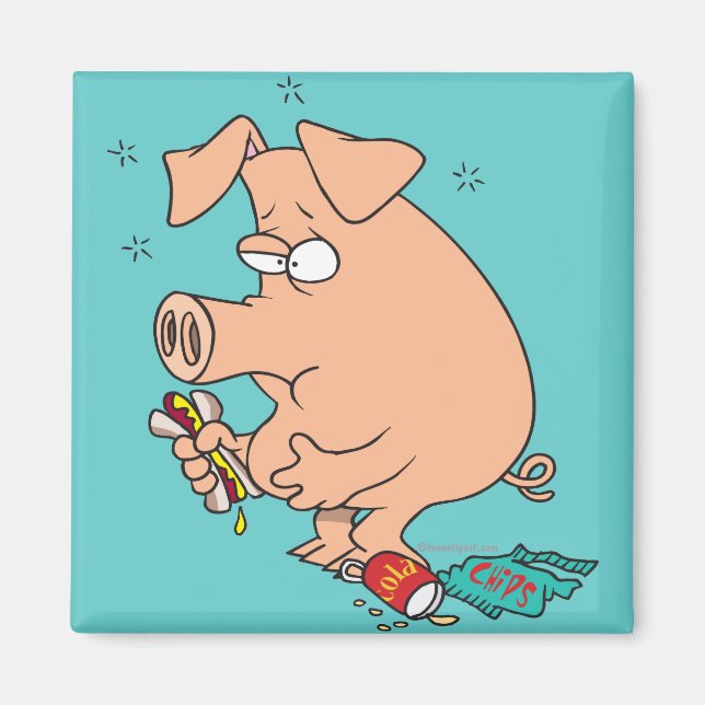 lustiges Junk-Futter gestopftes Schwein mit Bauchs Magnet (Vorne)