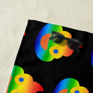 Lustiges Kacke-Emoji Regenbogenfarbe Lächelnde Ges Strandtuch