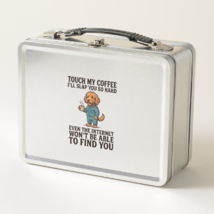 Lustiges Kaffee-Hund Vintage Gravur Shirt Design_1 Metall Brotdose