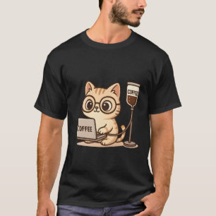 Lustiges Kaffeeliebhaber- und süße Katze-T-Shirt T-Shirt