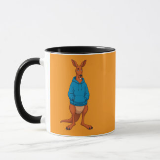 Lustiges Känguru in blauem Hoodie Kaffeetasse