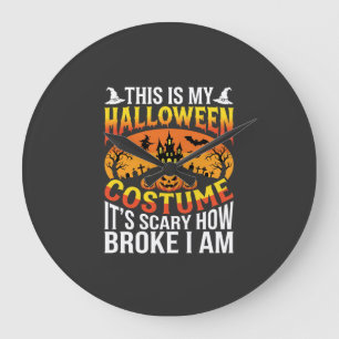 Lustiges kaputtes Halloween-Kostenüm-Design für ei Große Wanduhr