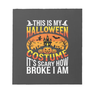 Lustiges kaputtes Halloween-Kostenüm-Design für ei Notizblock