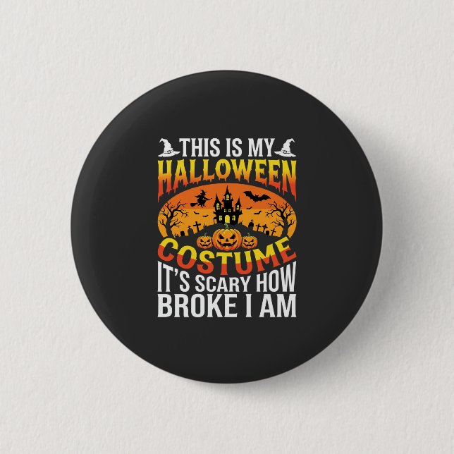 Lustiges kaputtes Halloween-Kostenüm Grusel-Haus-D Button (Vorderseite)