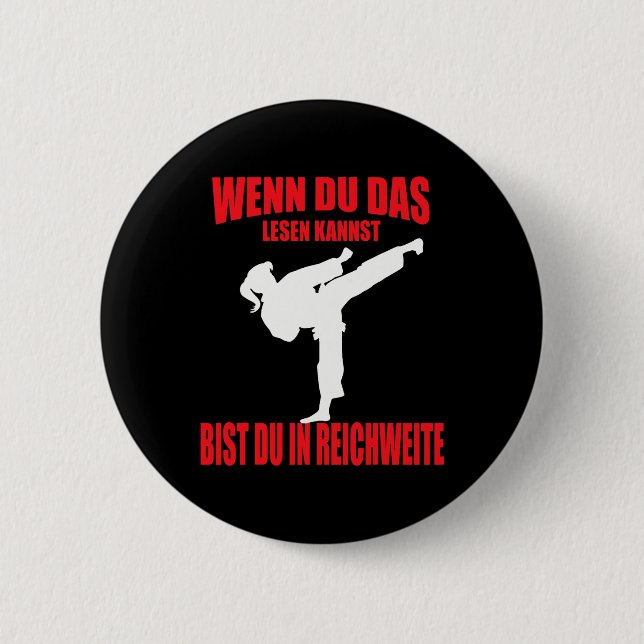 Lustiges Karate-Kickboxen-Taekwondo-Mädchen  Button (Vorderseite)