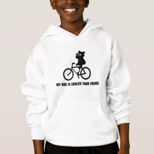 Lustiges Katze-auf-Fahrrad-T-Shirt Cooles Radfah Hoodie