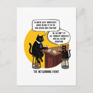 Lustiges Katzen-Büro-Humor-Netzwerken-Event-Meme-G Postkarte