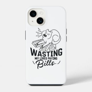 Lustiges Katzen-Design, das mein Leben verschwende iPhone 14 Hülle