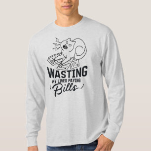 Lustiges Katzen-Design 'Mein Leben verschwenden' T-Shirt