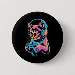 Lustiges Katzen-Gaming-Video Gamer-Katze Button