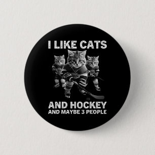 Lustiges Katzen-Hockey-Geschenk für Introvertierte Button