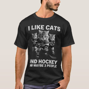 Lustiges Katzen-Hockey-Geschenk für Introvertierte T-Shirt