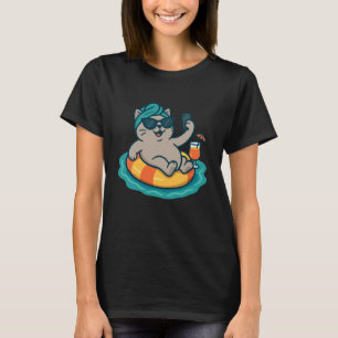 Lustiges Katzen-Meme-Pool-Schwimmkörper-Selfie-Som T-Shirt