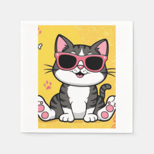 Lustiges Katzen Notizbuch Cartoon-Katze mit Sonnen Serviette