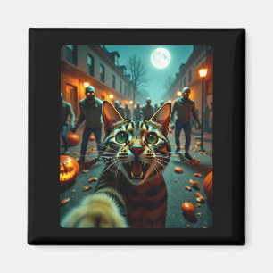 Lustiges Katzen-Selfie Halloween Zombies Humor Magnet