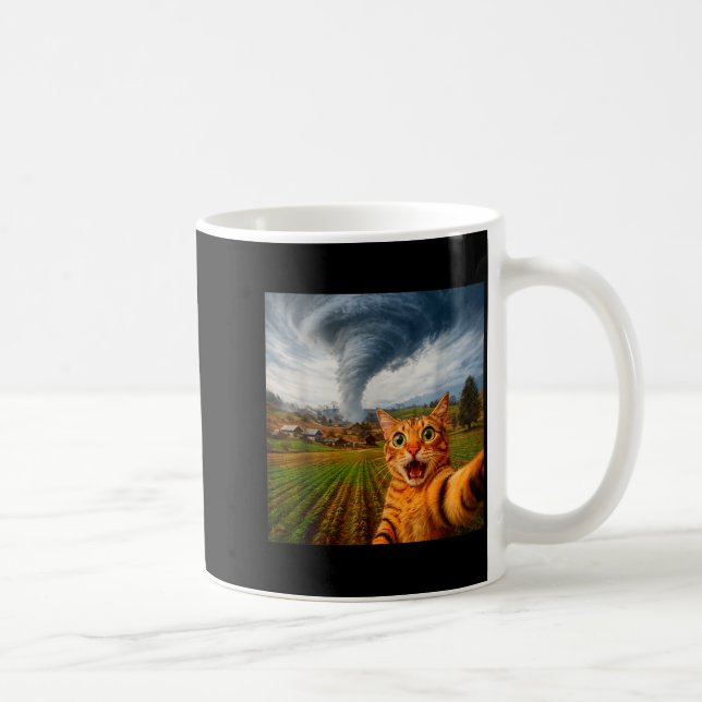 Lustiges Katzen-Selfie-Meme-Tornado Kaffeetasse (Rechts)