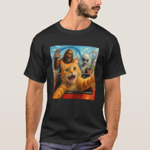 Lustiges Katzen-Selfie mit Big Foot & Alien-Achter T-Shirt