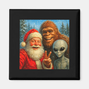 Lustiges Katzen-Selfie mit dem Weihnachtsmann & Magnet