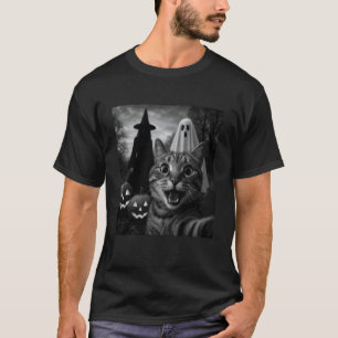 Lustiges Katzen-Selfie mit einer Hexe & Geist Grus T-Shirt