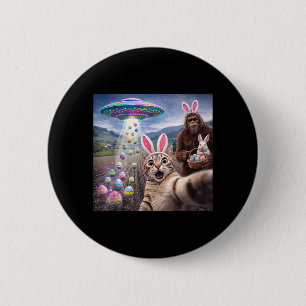 Lustiges Katzen-Selfie mit Osterhase Bigfoot UFO f Button