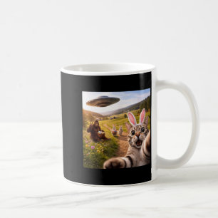 Lustiges Katzen-Selfie mit Osterhase Bigfoot UFO f Kaffeetasse