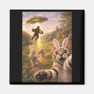 Lustiges Katzen-Selfie mit Osterhase Bigfoot UFO f Magnet