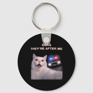 Lustiges Katzen-Selfie mit Polizei-Style-Meme-Graf Schlüsselanhänger