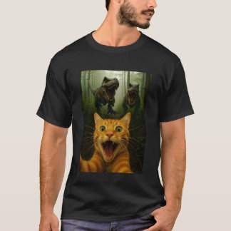 Lustiges Katzen-Selfie mit T-Rex-Dinosaurier-Katze T-Shirt